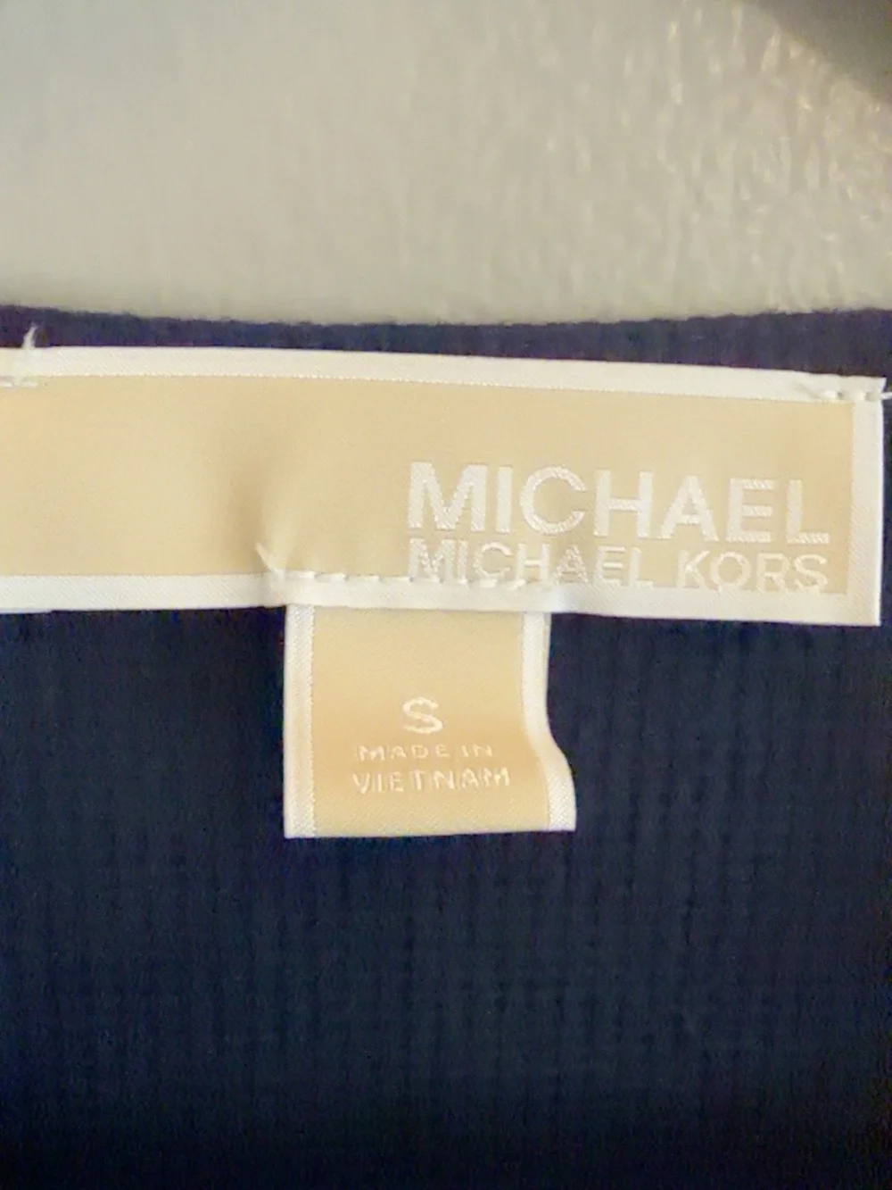 Michael Michael Kors Small Navy Lace Up Roll Tab Sleeve Top Gold Hardware